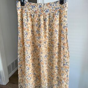 Sezane - Maria Midi Skirt - Jardin Printanier Jaune Bleu - Size 38